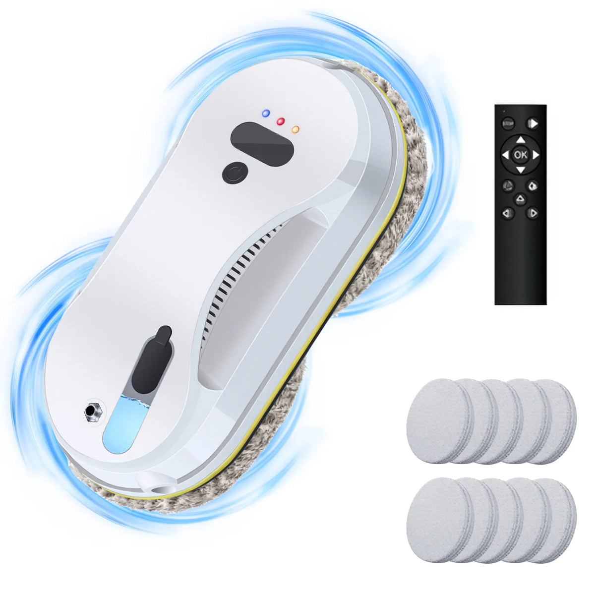 Robot Aspirapolvere Ultra Sottile 3800Pa, Robot per Pulizia Finestre, Elettrico con Spray d'Acqua Automatico e Telecomando per Casa