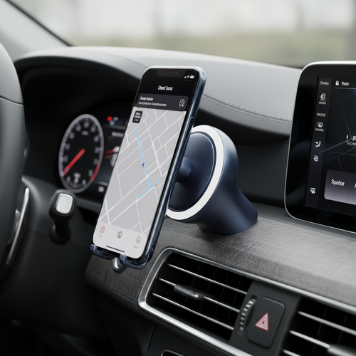 Supporto telefono auto magnetico montato sul cruscotto