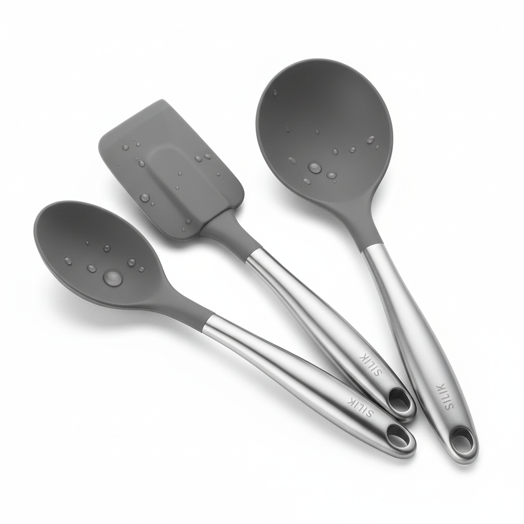 Set utensili cucina in silicone dettaglio finitura opaca