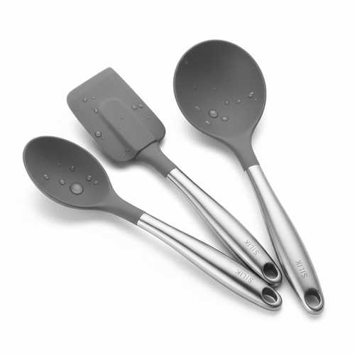 Set utensili cucina in silicone dettaglio finitura opaca