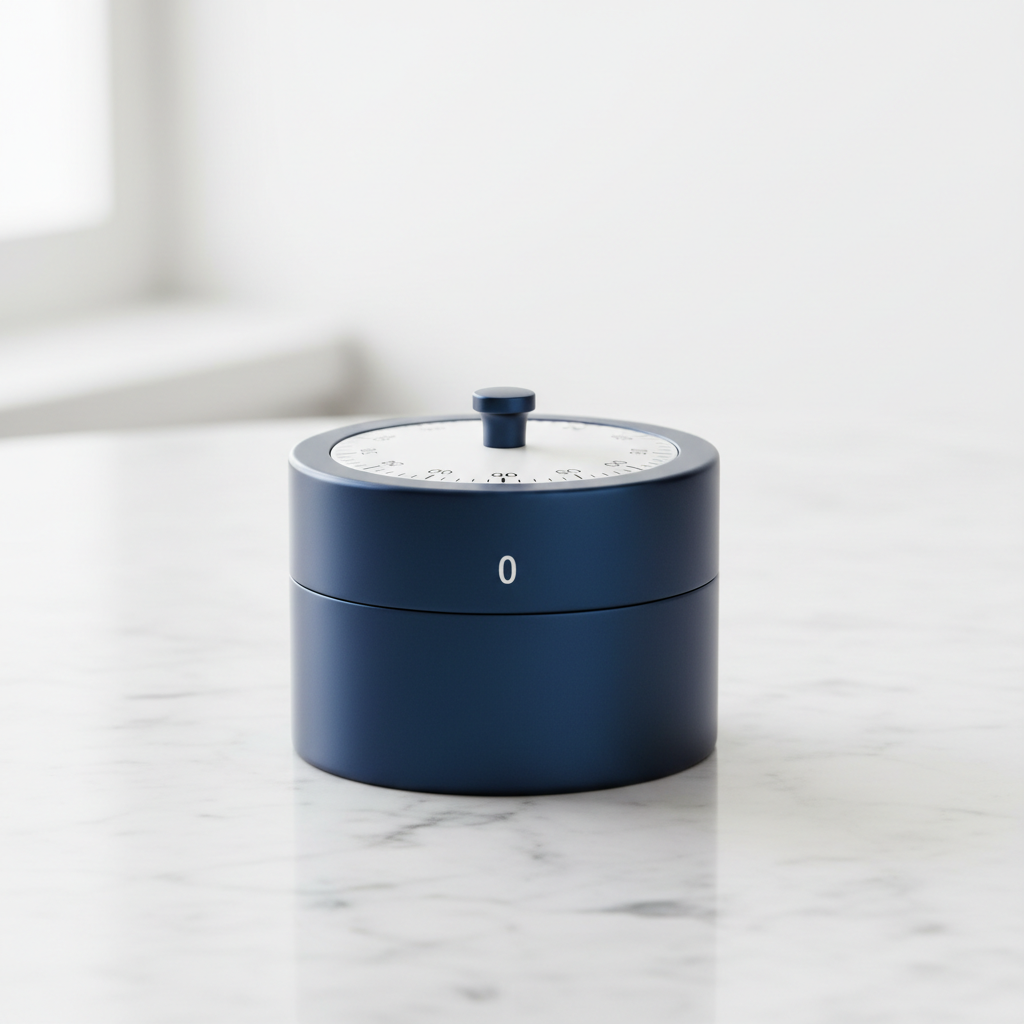 Timer da cucina in metallo opaco su piano in marmo