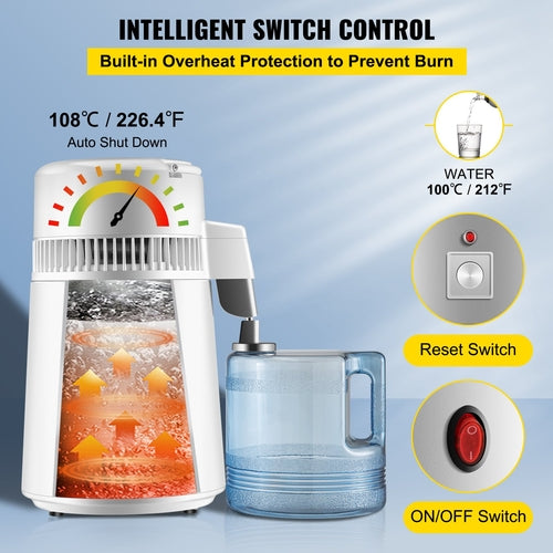 Distillatore d’Acqua Domestico 4L – Acciaio Inox 750W | VEVOR