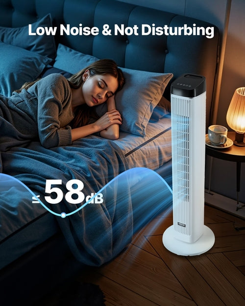 Tower Fan, 22 ft/s Velocity Quiet Floor Fan, 70° Oscillating Fans for